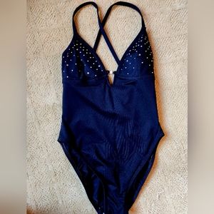 Black Rhinestone One Piece